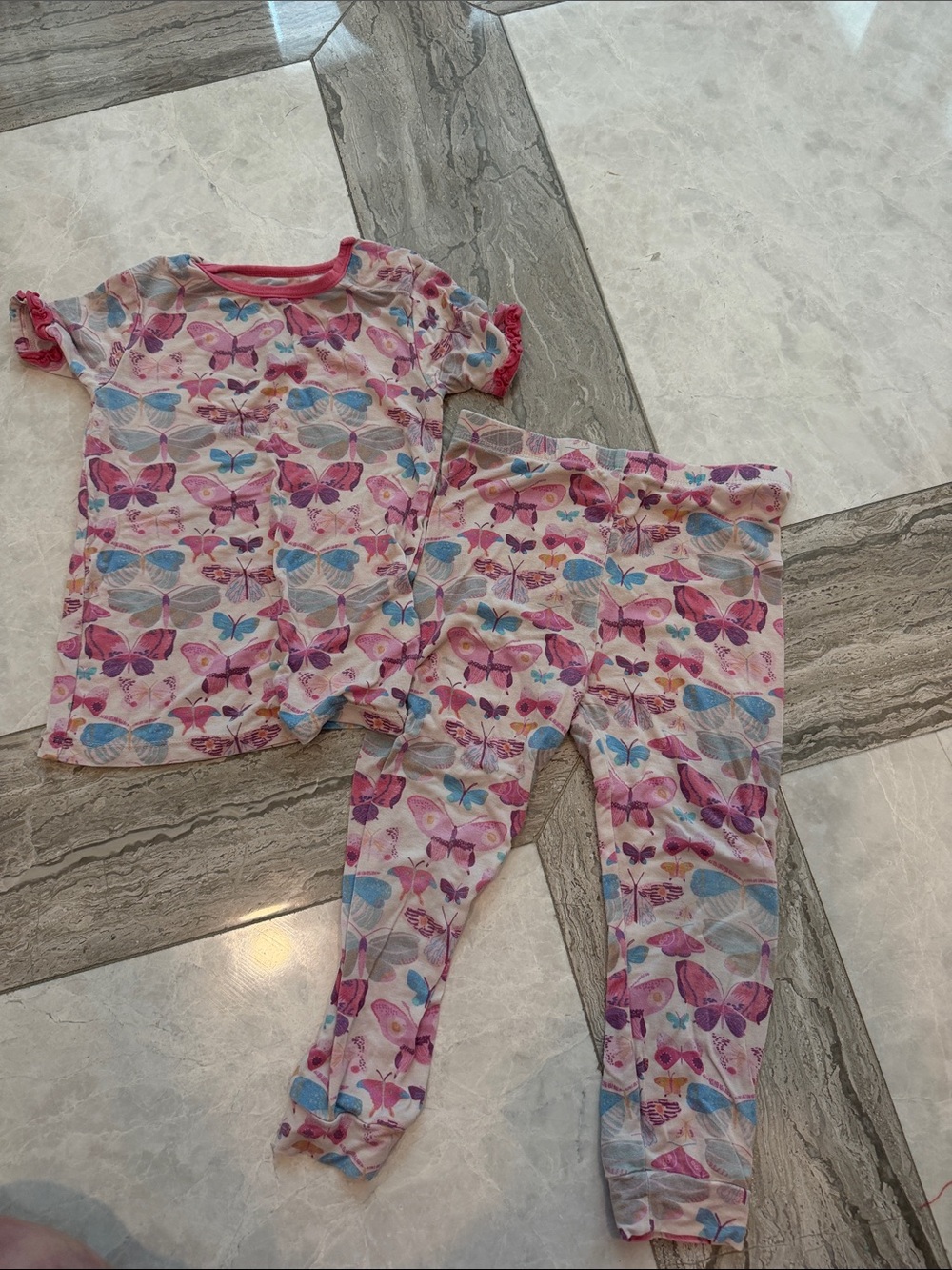 Magnetic Me Pink Butterfly Pajama Set with Blue Accents